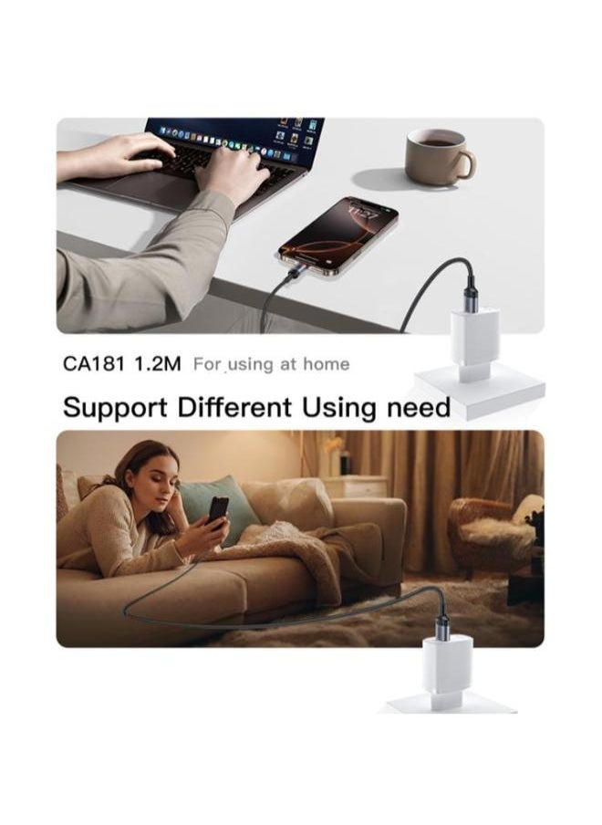 يسيدو - كابل شحن بيانات USB-C / Type-C إلى USB-C / Type-C من Yesido CA181 PD60W 3A، الطول: 1.2 متر (أسود) - Image 1