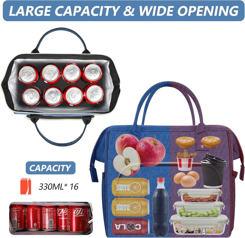 IDEATECH Large Insulated Lunch Bag for Men, Blue, Reusable Cooler Bag with Pockets, Leakproof and Insulation - Image 4