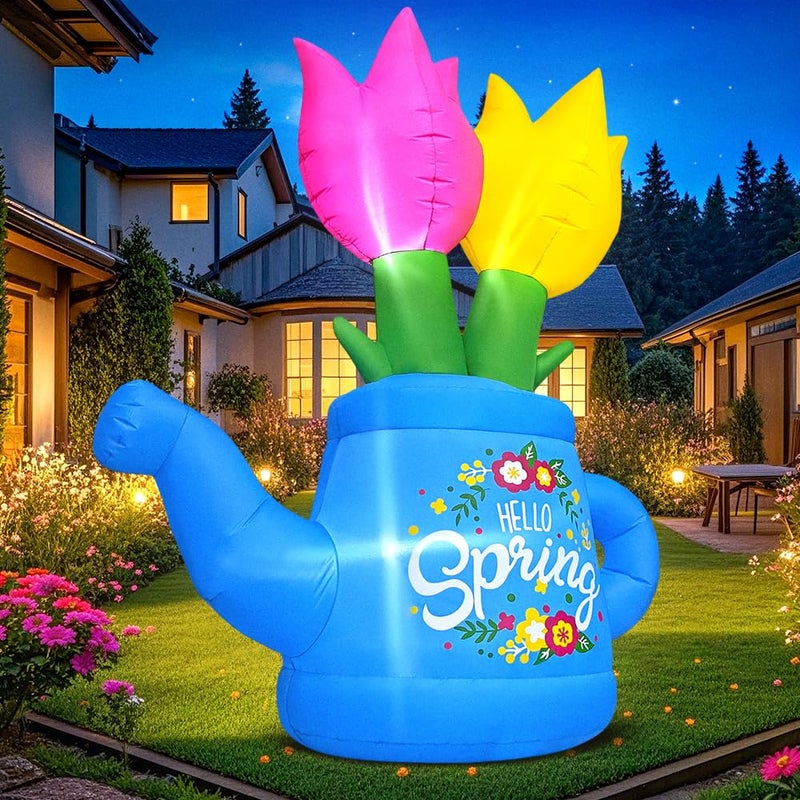 KOOY 6FT Spring Easter Inflatable Flower Outdoor Decoration Inflatable Flower Decor Blow Up Flower Decoration, Built-in LED Lights for Spring Easter Holiday Lawn Party Yard Outdoor Supplies - Image 4
