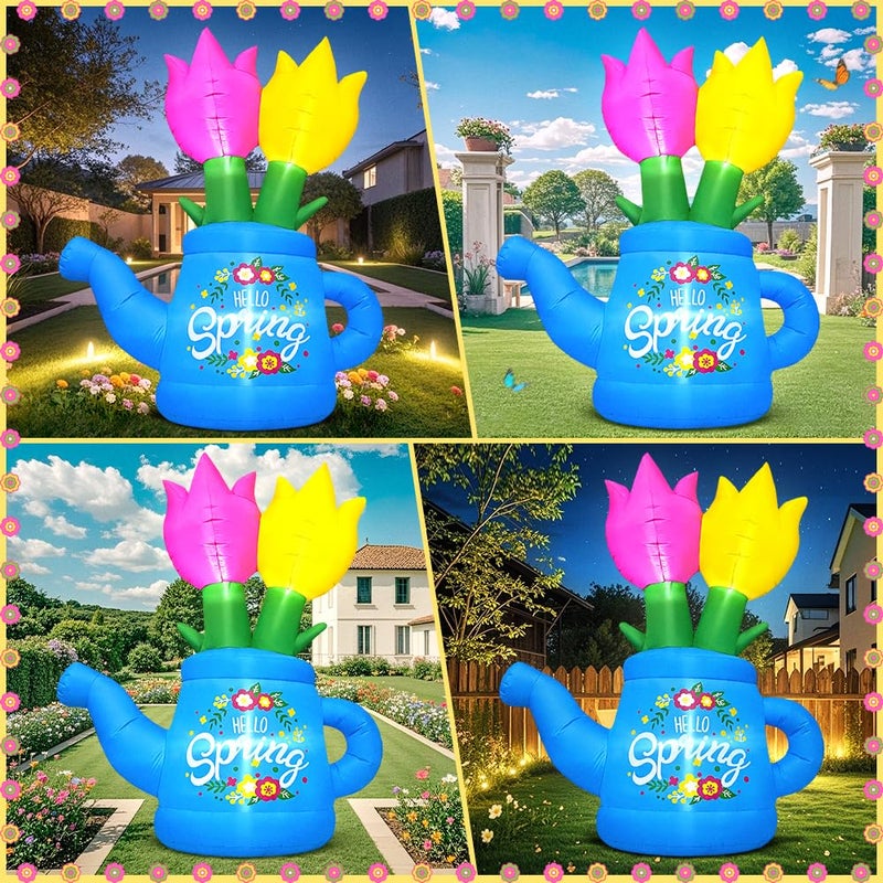 KOOY 6FT Spring Easter Inflatable Flower Outdoor Decoration Inflatable Flower Decor Blow Up Flower Decoration, Built-in LED Lights for Spring Easter Holiday Lawn Party Yard Outdoor Supplies - Image 2