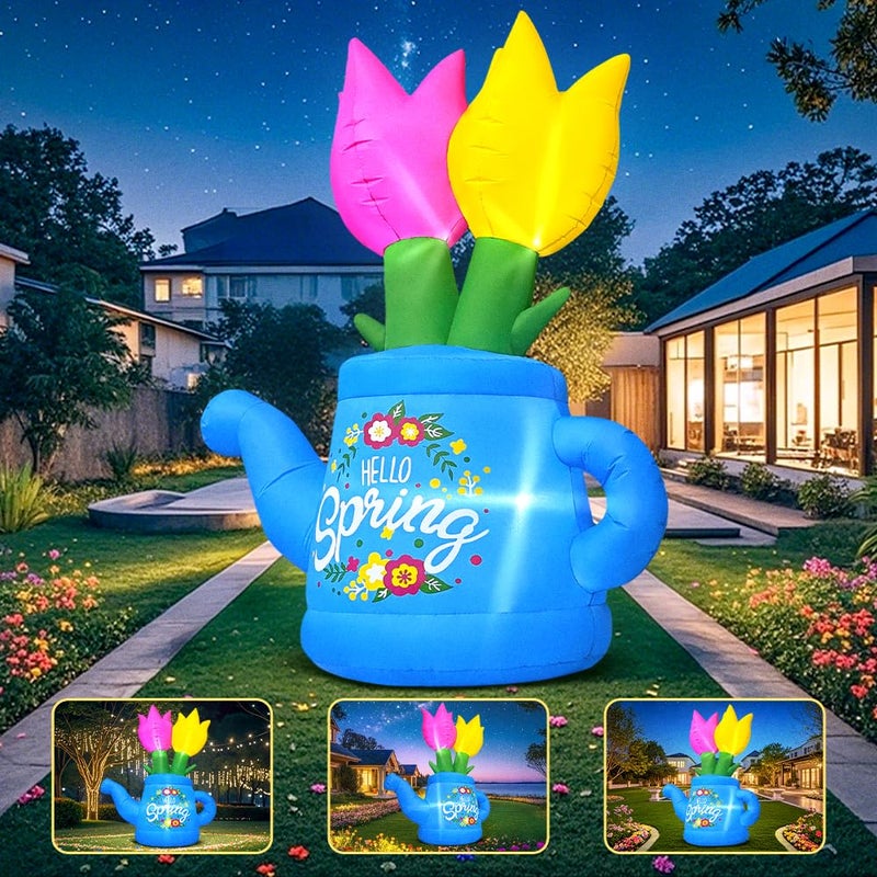 KOOY 6FT Spring Easter Inflatable Flower Outdoor Decoration Inflatable Flower Decor Blow Up Flower Decoration, Built-in LED Lights for Spring Easter Holiday Lawn Party Yard Outdoor Supplies - Image 3