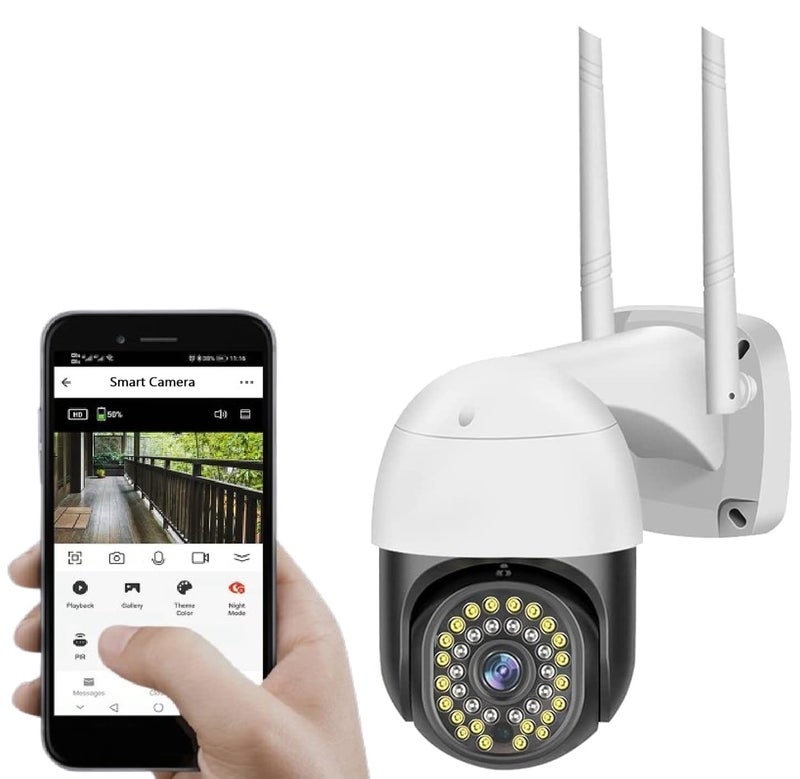 TP PLUS 3MP Outdoor Smart WiFi Wireless IP CCTV Security Camera | Colored Light Vision | 2-Way Audio | Motion Track | Cruise Mode | Support 128 GB Micro SD Card Slot (Black Dome) - Image 1