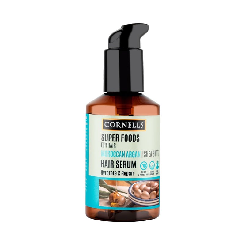 Cornells Wellness Super Foods For Hair Care Moroccan Argan & Shea Butter Hair Serum 165ml, Moisturizing & Repairing Serum, Anti Breakage, Softens & Smooths Formula, Sulfate Free, Paraben Free - Image 1
