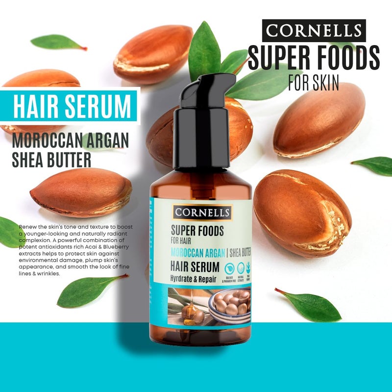 Cornells Wellness Super Foods For Hair Care Moroccan Argan & Shea Butter Hair Serum 165ml, Moisturizing & Repairing Serum, Anti Breakage, Softens & Smooths Formula, Sulfate Free, Paraben Free - Image 2