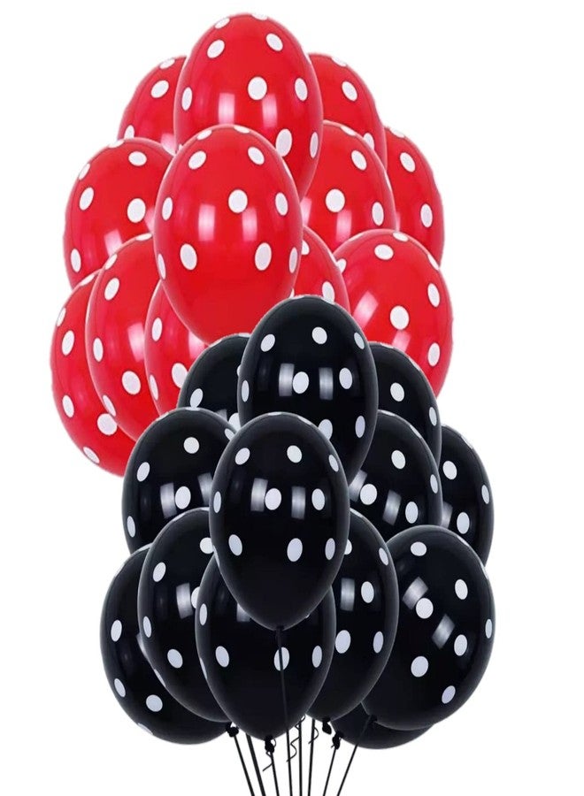 DUL DUL Black,Red Polka balloons for birthday decoration 30 Pcs -Polka Dot balloons pack of 15 pcs Red 15 pcs Black color for Birthday/Decoration/Party,Engagement,Baby Shower (BLACK+RED, 30) - Image 1