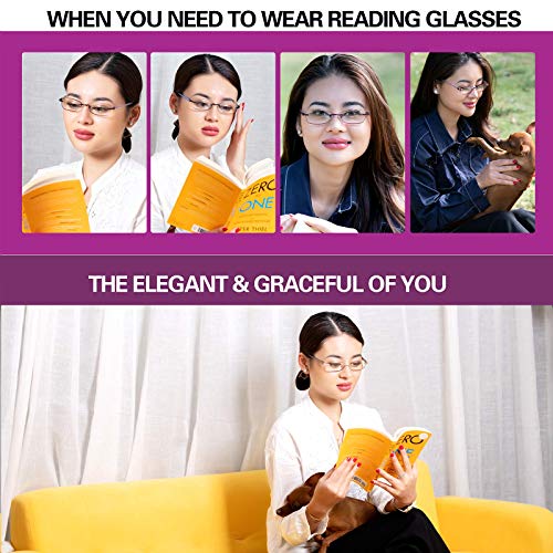 FEIVSN 3-Pack Rimless Reading Glasses For Women, Lightweight Spring Hinge Readers, Classic Elegant Artistic Eyeglasses UV 400 (Mix 2.0 Etc) - Image 5