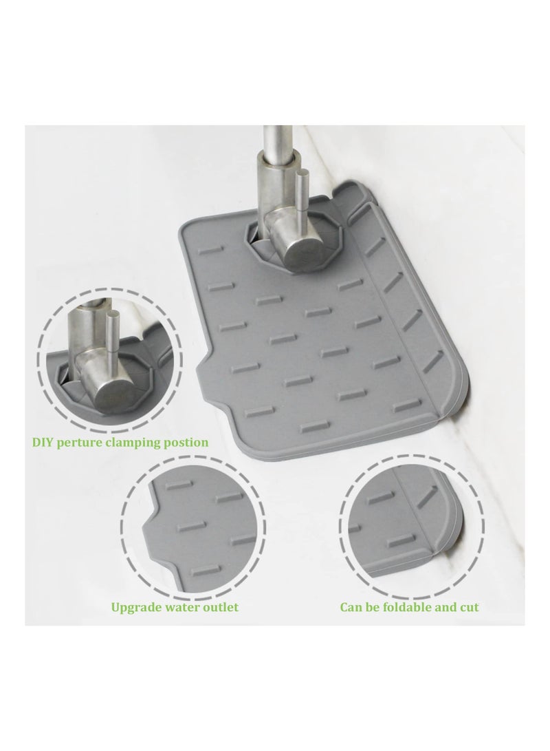 SYOSI، صينية مصيدة التنقيط لمقابض الصنابير السيليكونية، حصيرة رذاذ حوض المطبخ، واقي رذاذ الصنبور، وسادة تصريف غير قابلة للانزلاق للمطبخ - Image 4