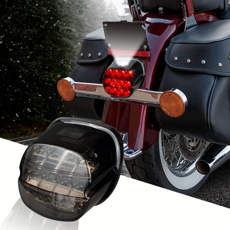 NTHREEAUTO Smoked LED Rear Tail Light Motorcycle Taillights Brake Driving Compatible with Harley Dyna Road King Electra Glide Street Bob Touring - Image 2