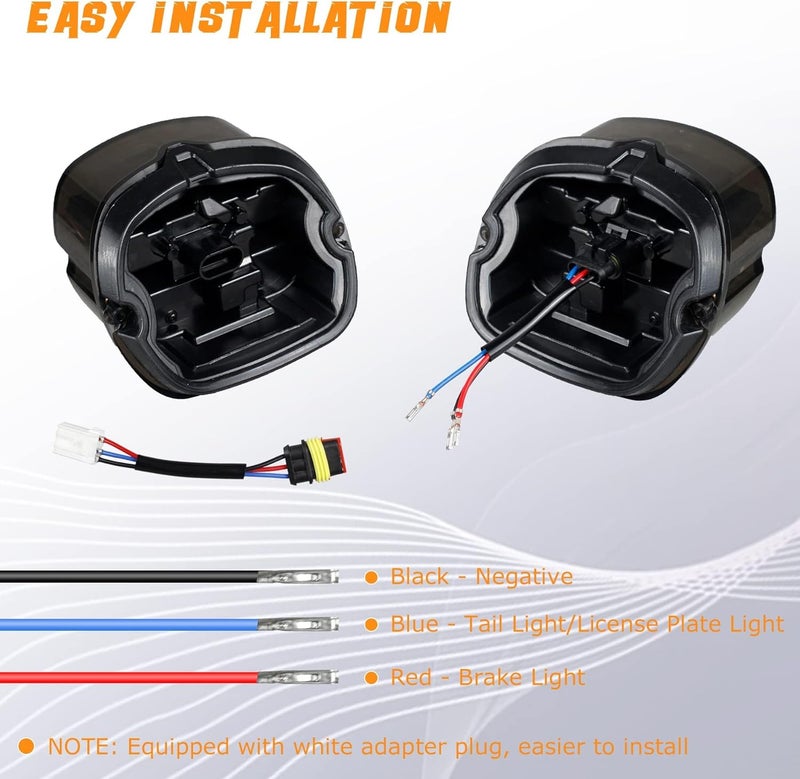 NTHREEAUTO Smoked LED Rear Tail Light Motorcycle Taillights Brake Driving Compatible with Harley Dyna Road King Electra Glide Street Bob Touring - Image 5