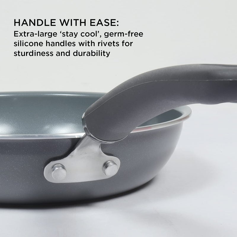 MEYER Meyer Anzen Healthy Ceramic Coated Cookware Frypan Sauteuse with Interchangeable Lid 3pcs Set - 24cm, Grey  - Image 4