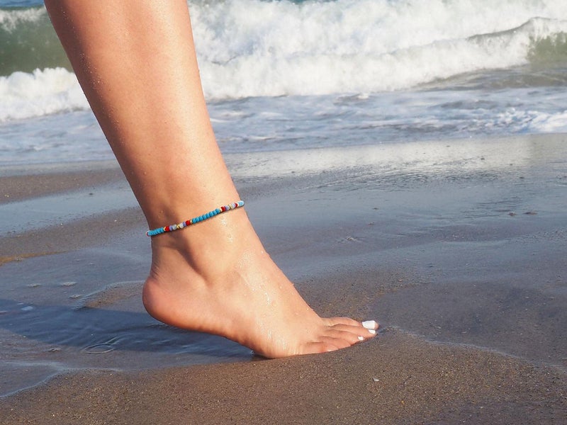 XIJIN 10Pcs Handmade Beaded Anklets for Women Boho Colorful Beads Ankle Bracelets Beach Braided Rope Foot Anklet Set - Image 5