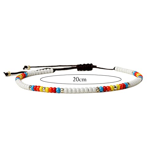 XIJIN 10Pcs Handmade Beaded Anklets for Women Boho Colorful Beads Ankle Bracelets Beach Braided Rope Foot Anklet Set - Image 4