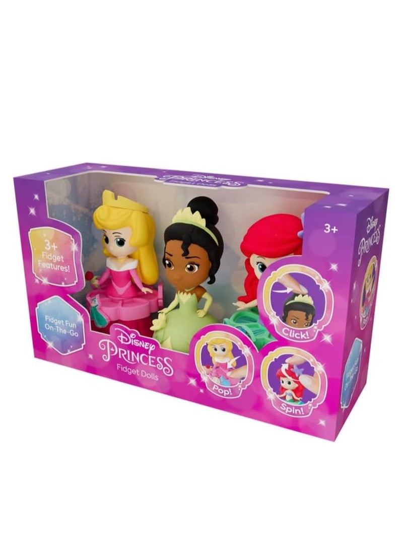 EOLO Disney Princess Fidget Dolls | Ariel, Tiana & Aurora | Whimsical Collectible Charms for Fans | 3-Pack
