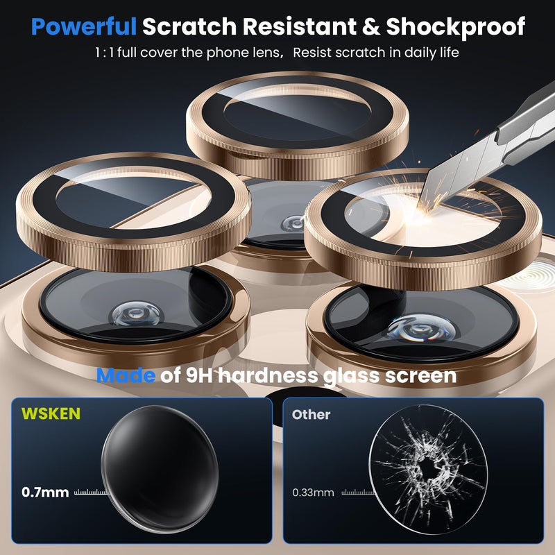 WSKEN for iPhone 16 Pro/iPhone 16 Pro Max Camera Lens Protector - [Original Shooting Model] Shatterproof Ultra HD Tempered Metal Glass Camera Screen Protector Cover Film Accessories - Image 3