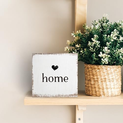 ANIANG Home Sign, Home Signs for House Decor, Welcome Sign, Rustic Farmhouse Desk Decor Wood Block Box Plaque for Living Room Wall Shelf, Housewarming Gifts - Image 3