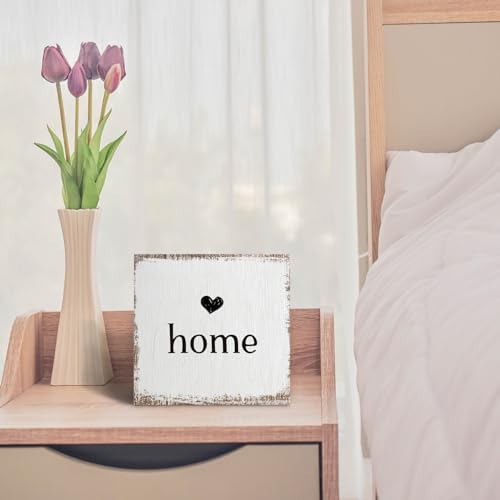 ANIANG Home Sign, Home Signs for House Decor, Welcome Sign, Rustic Farmhouse Desk Decor Wood Block Box Plaque for Living Room Wall Shelf, Housewarming Gifts - Image 5