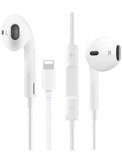 Earphone With Lightning Connector Wired Headset Panel Has Microphone And Volume Control Keys Clear And Noise Isolation Experience Compatible With Iphon