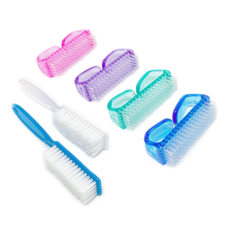 Qeedy 6 Pack Handle Grip Nail Cleaning Brush, Qeedy Fingernail Brush Cleaner Scrub Brush Kit for Toes Shower and Women & Men & Kids (Color A) - Image 1