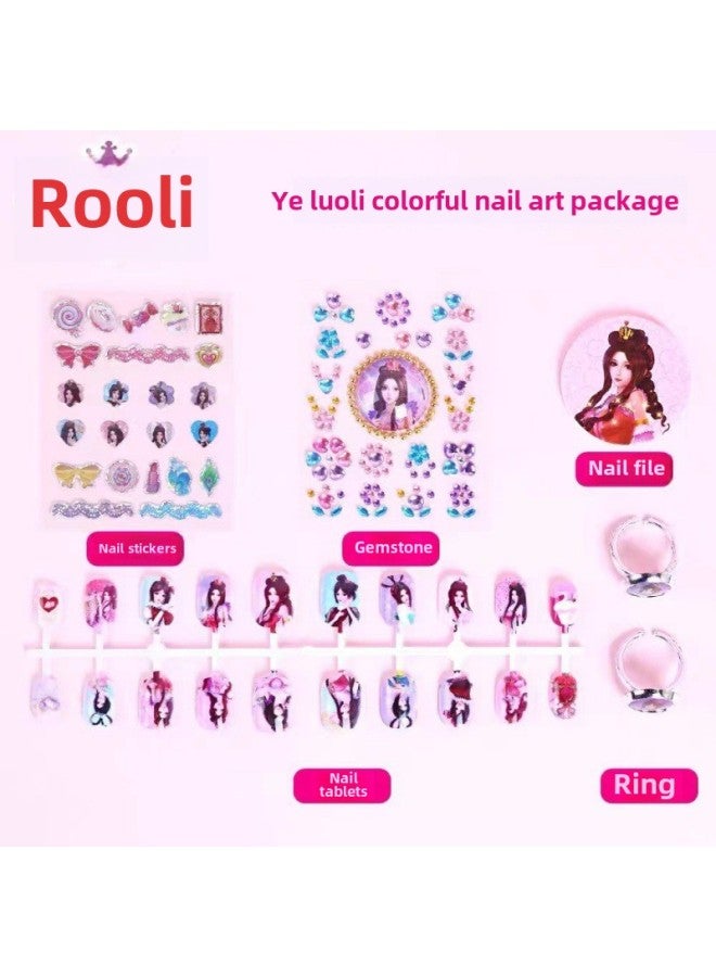 Ye Luoli Colorful Nail Art Suit Cartoon Nail Art Suit Ring Makeup Tool Yiqi Sticker Toy Sticker-Color:Ye Luoli-Princess Luoli  - Image 5