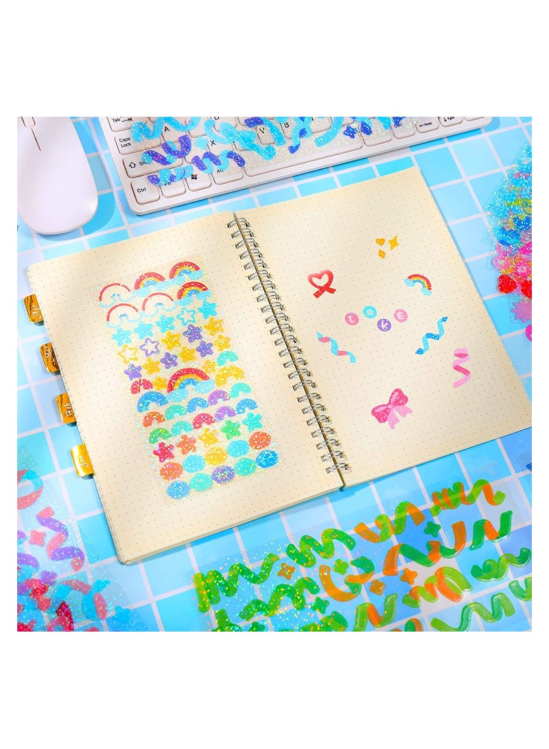 SYOSI 18 Sheets Scrapbook Sticker Laser Ribbon Colorful Letter Confetti Shiny Decoration Bling Photo Conor DIY Decor for Journal Diary Album Card Making Arts and Crafts - Image 3