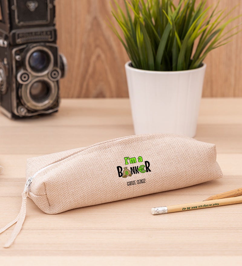 Hediye Dükkanı Gift Shop Personalized Banker Linen Cloth Pencil Holder