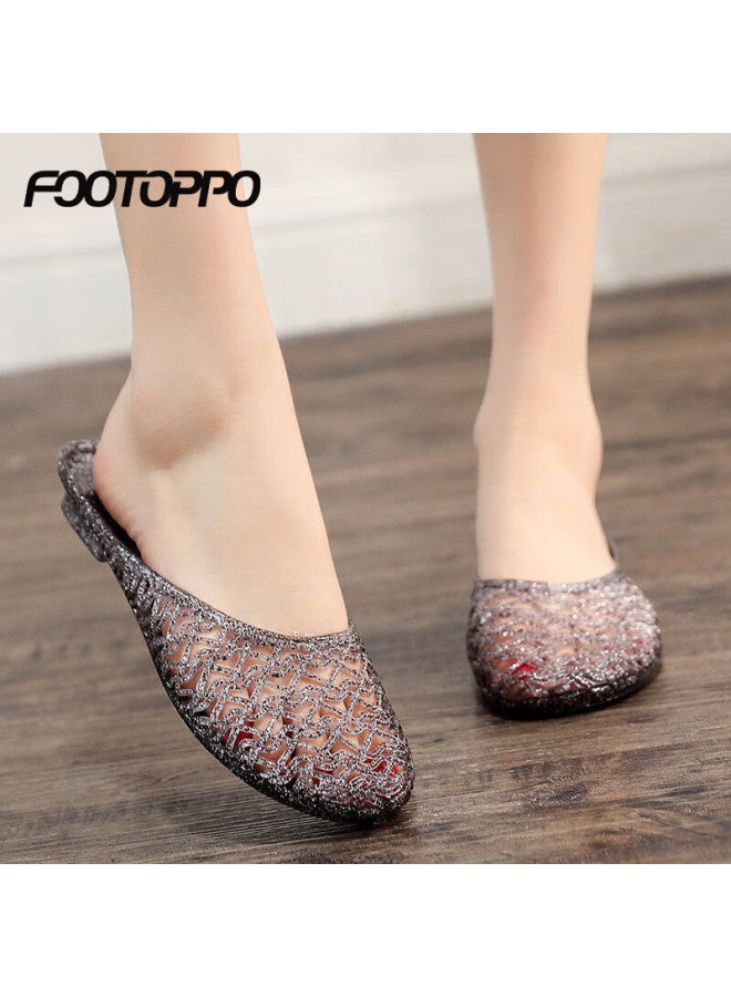 Footoppo Crystal Slip-on Sandals For Women, Fashionable And Stylish Home Slippers, Summer Non-slip Closed-toe Slippers For Wome - Image 1