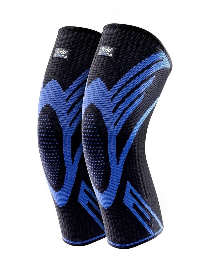 فريدو دعامة الركبة فريدو أكتيف للرجال والنساء | دعامة لتخفيف آلام الركبة | مضادة للتعرق ومريحة | دعامة ضغط للركبة لدعم المفاصل، مناسبة للرياضة، والتمارين الرياضية، والتعافي من الإصابات (زوج واحد) أزرق، مقاس XL - Image 1