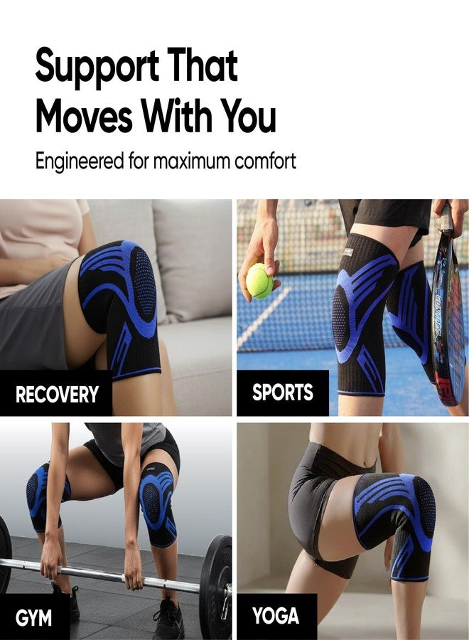 فريدو دعامة الركبة فريدو أكتيف للرجال والنساء | دعامة لتخفيف آلام الركبة | مضادة للتعرق ومريحة | دعامة ضغط للركبة لدعم المفاصل، مناسبة للرياضة، والتمارين الرياضية، والتعافي من الإصابات (زوج واحد) أزرق، مقاس XL - Image 5