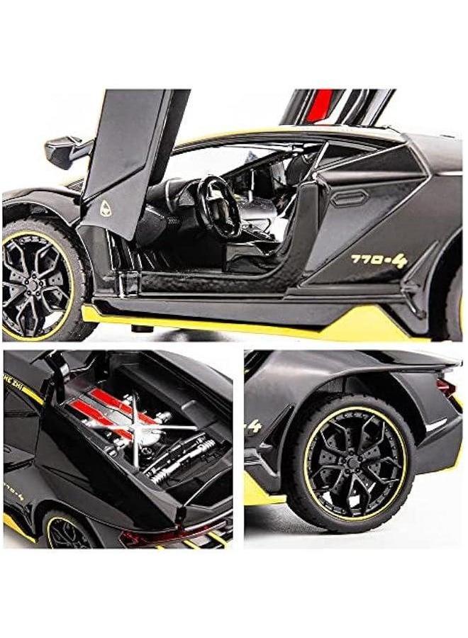 Loquat Model Car Compatible for 1/24 Scale LP770 Alloy Diecast Vehicles Pull Back Toy with Light and Sound Kids Boys Gift(Black) - Image 4