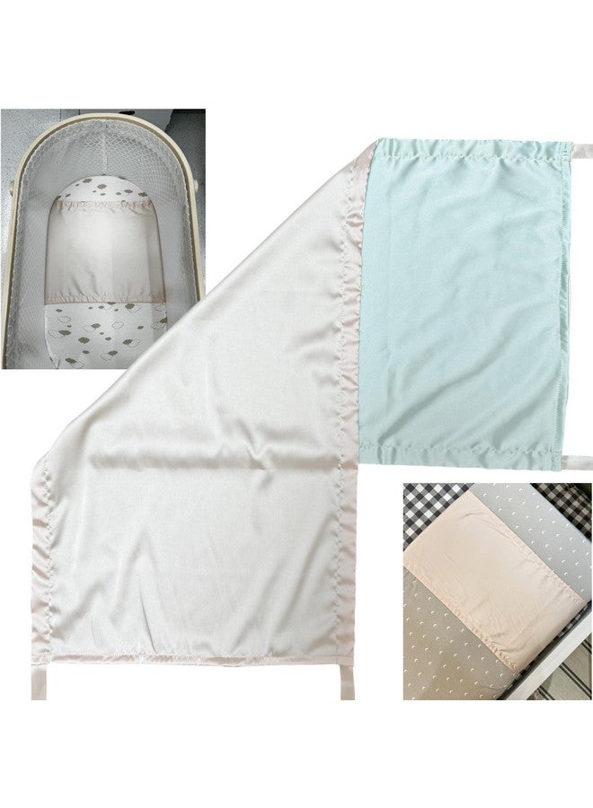 AKISS Satin Crib Sheet Pillow Cover Silk Bassinet Cradle Slip Reversible Use for Baby Girls Boys (Champagne & Mint) - Image 1