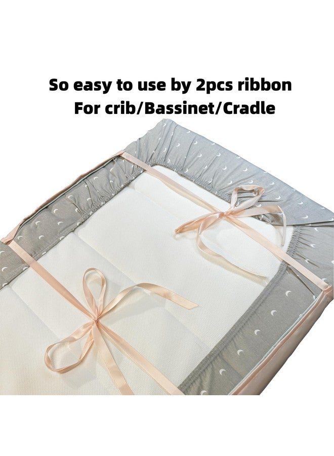 AKISS Satin Crib Sheet Pillow Cover Silk Bassinet Cradle Slip Reversible Use for Baby Girls Boys (Champagne & Mint) - Image 4