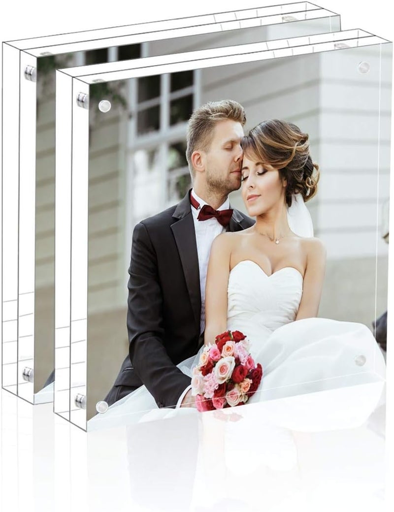 Magicool Premium Acrylic Photo Frame- Magnet Photo Frame -Double Sied Thick Desktop Frames (4x4 2pack) - Image 1