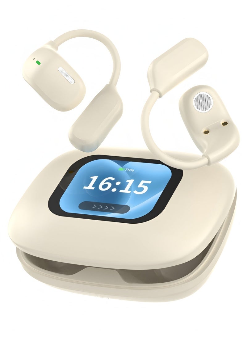 Flyview AI Language Translation Earbuds, Open Ear Earphones, LCD Touchscreen Real-Time Translator for 134 Languages & Accents, Bluetooth 5.3, Translator Earbuds for Business Meeting, Travel - Image 1