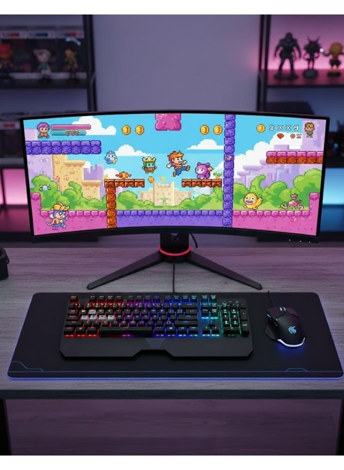 Large Mouse Pad Waterproof Non-Slip Comfortable High Quality Ergonomic Design Perfect Black in Blue - Image 2