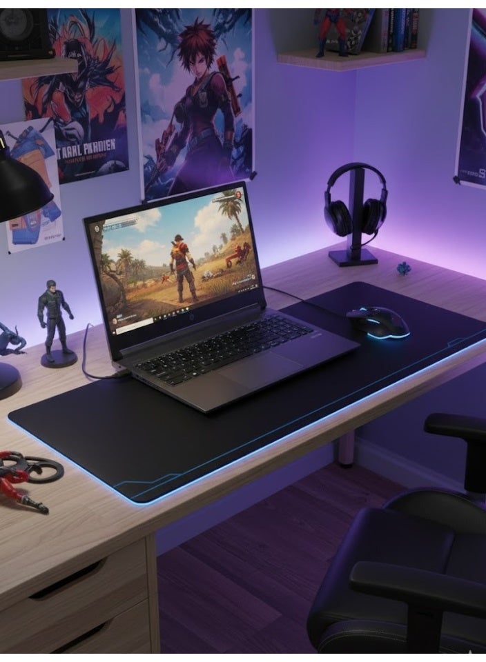 Large Mouse Pad Waterproof Non-Slip Comfortable High Quality Ergonomic Design Perfect Black in Blue - Image 4