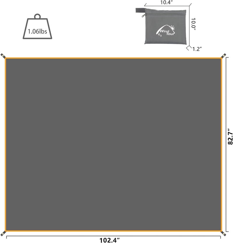 Wind Tour Portable Multifunctional Outdoor Camping Tarp Groundsheet Footprint Lightweight Floor and Ground Tarps for Camping Hiking with Carry Bag (102" x 83") - Image 2