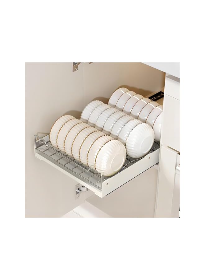 Pull out Cabinet Organizer Fixed with Adhesive Nano Film, Slide out Dish Drying Rack for Kitchen Cabinets, Pull Out Drawer for Kitchen Under Sink Organizer