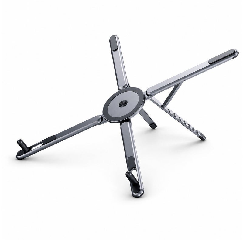 O2. 3-in-1 Foldable Aluminum Laptop Stand, Portable Adjustable Laptop Tablet and Phone Holder, Multi-Angle Desktop Riser with Compact Travel Design, Anti-Slip Pads and Space-Saving Support for Work, Study and Home Office - Image 2