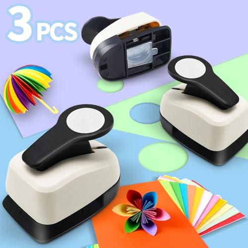HKKYO Circle Punch, Circle Hole Punch, Paper Hole Puncher, 3 PCS CirclePunch Set, 1 inch Hole PunchCircle, 5/8'' CirclePaper Punchers, 3/8'' Craft Punches, HolePuncher for Crafts, Shape Punches - Image 2