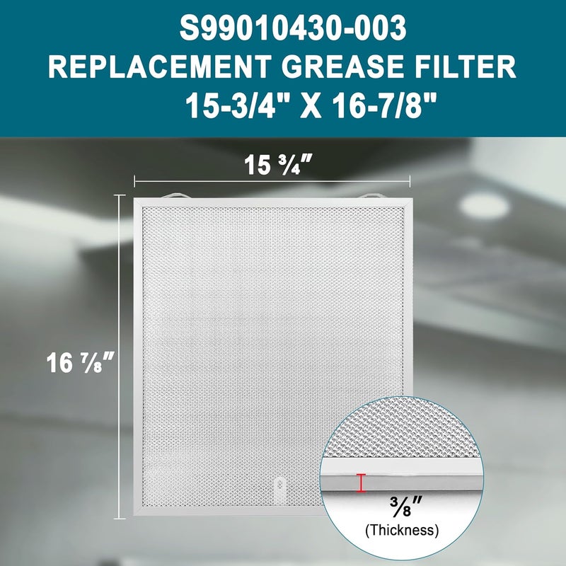 Omaeon Replacement Grease Filter S99010430-003 – Compatible with Broan NuTone Kitchen Exhaust Fan Filter HPFA136 – Heavy-Duty 5-Layer Aluminum Mesh – Fits 15-3/4″ x 16-7/8″ x 3/8″ Range Hood - Image 2