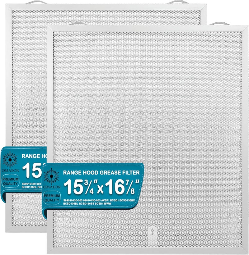 Omaeon Replacement Grease Filter S99010430-003 – Compatible with Broan NuTone Kitchen Exhaust Fan Filter HPFA136 – Heavy-Duty 5-Layer Aluminum Mesh – Fits 15-3/4″ x 16-7/8″ x 3/8″ Range Hood - Image 1