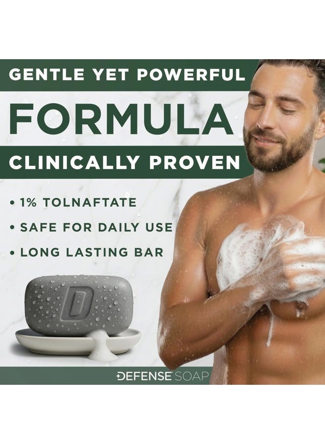 Defense Soap بار مضاد للفطريات 2-pack | علاج مضاد للفطريات للعدوى الفطرية في منطقة الفخذ، السعفة، قدم الرياضي والعدوى الفطرية الجلدية (باران، بدون علبة) - Image 2
