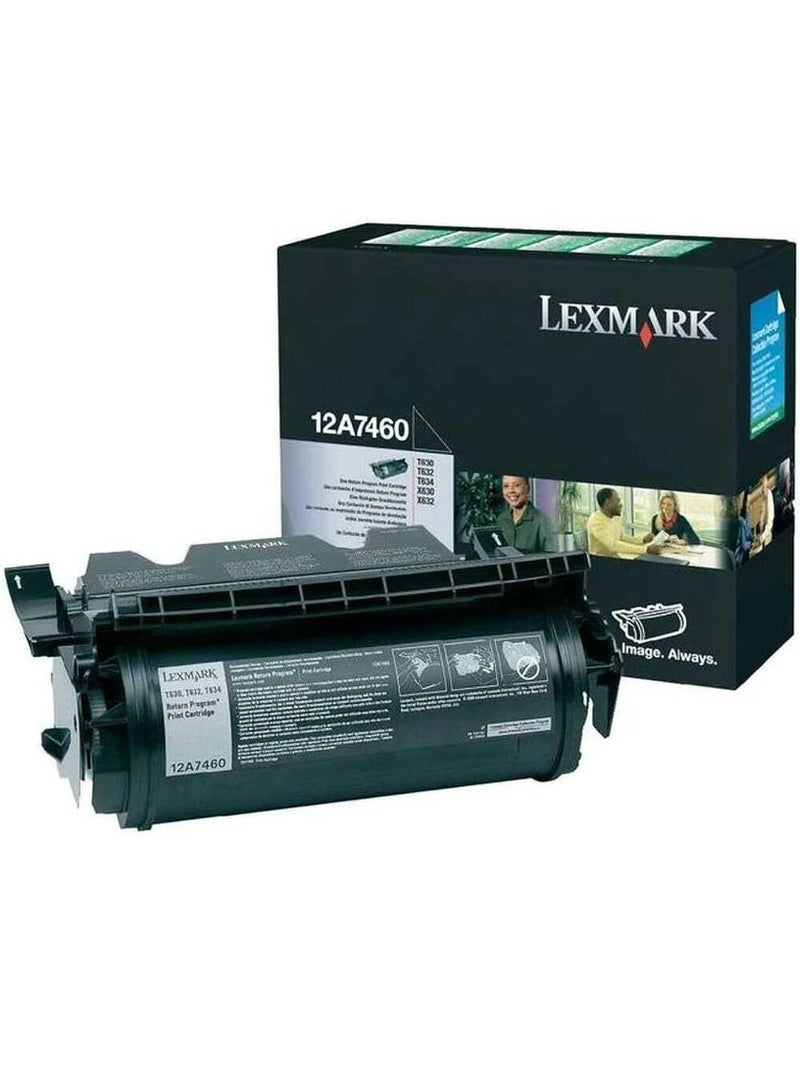 Lexmark 12A7460 Original Black Return Program Toner Cartridge for 630 632 634 Series Printers Genuine Product from Lexmark Page Yield 5000 Pages