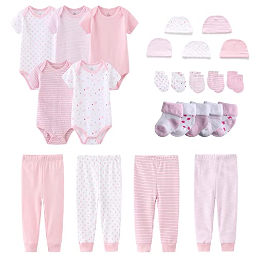 MAMIMAKA Newborn Layette Gift Set Bodysuits Pants for Baby Girl and Boy 24 Piece 100% Cotton Essentials and Accessories - Image 1