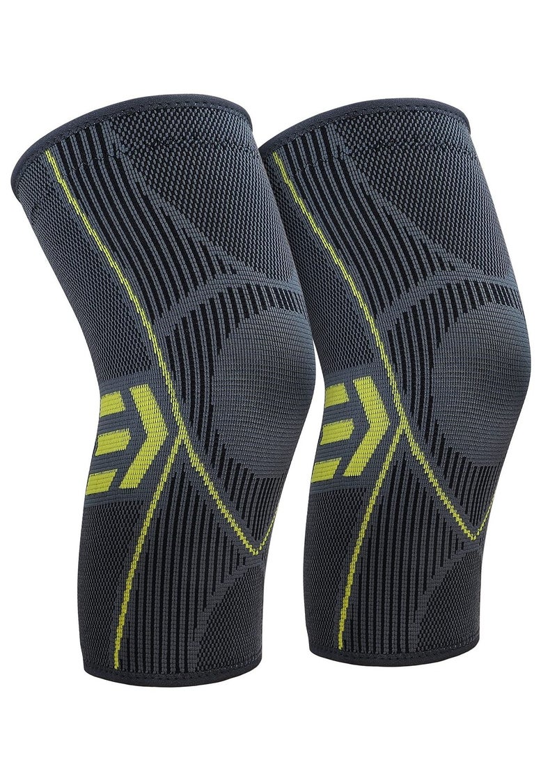 KASTWAVE Knee Braces for Knee Pain 2 pack, Knee Brace, Knee Compression Sleeve Support for Women & Men, Running, Gym, Hiking, Arthritis,   Joint Pain Relief, Sports, Injury Recovery, M  - Image 1