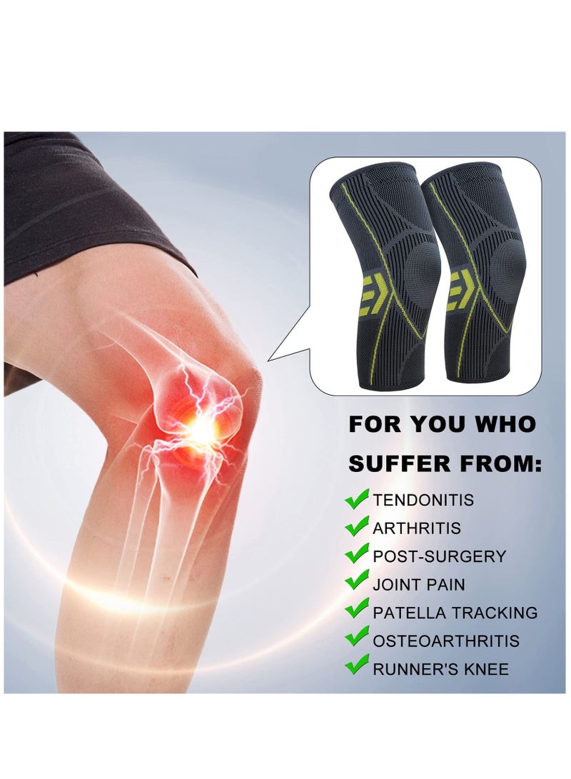 KASTWAVE Knee Braces for Knee Pain 2 pack, Knee Brace, Knee Compression Sleeve Support for Women & Men, Running, Gym, Hiking, Arthritis,   Joint Pain Relief, Sports, Injury Recovery, M  - Image 2