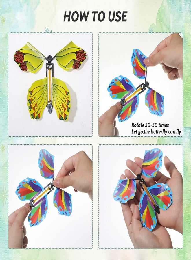 كانلير كانليير 15 قطعة من بطاقات الفراشة الطائرة المفاجئة، لعبة الفراشة السحرية الطائرة، لعبة الجنية الطائرة، تعمل بشريط مطاطي، هدية مفاجئة مضحكة لحفلات أعياد الميلاد (النمط الكلاسيكي) - Image 4
