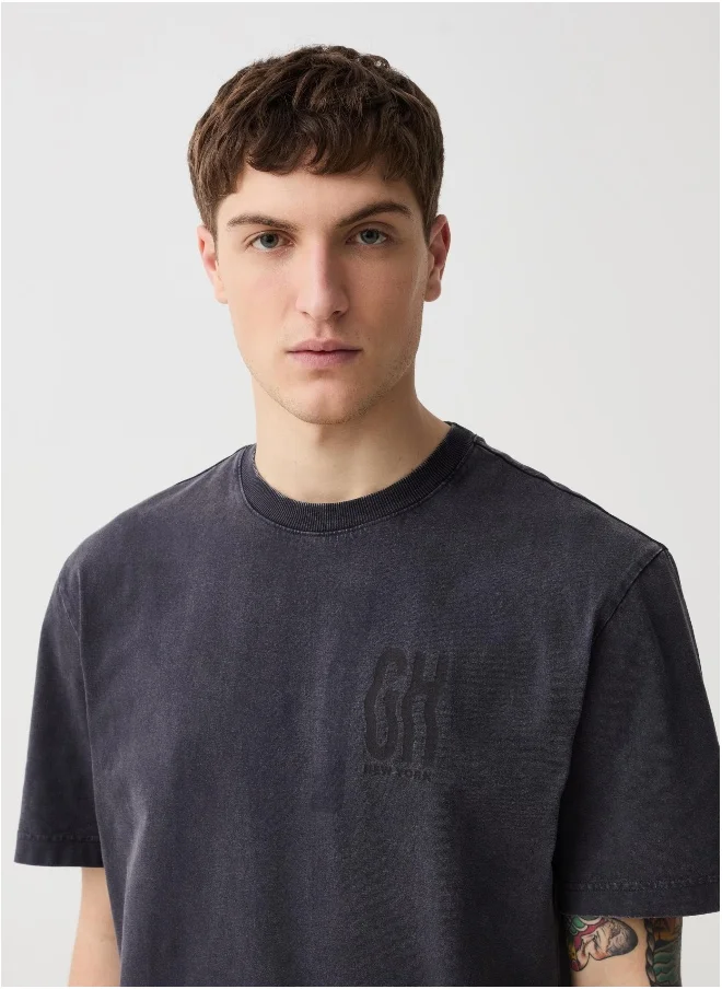 Ovs T-shirt with print and acid wash effect