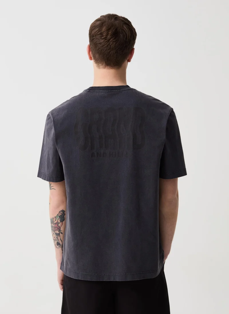 Ovs T-shirt with print and acid wash effect