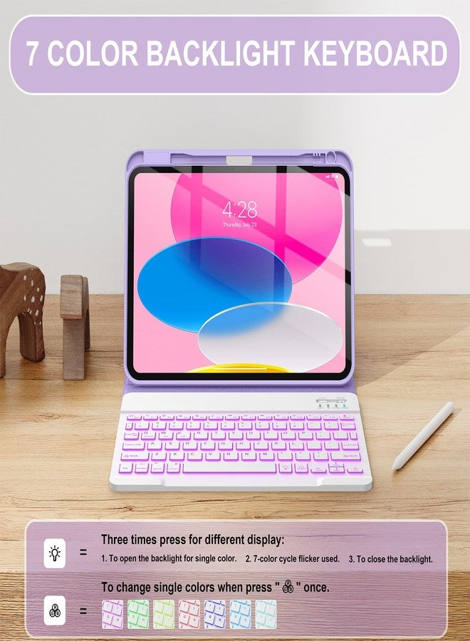 Soke - iPad 10th Generation Case with Keyboard 10.9 Inch 2022-7 Color Backlight Wireless Detachable Keyboard Case with Built-in Pencil Holder for iPad 10th - Image 4